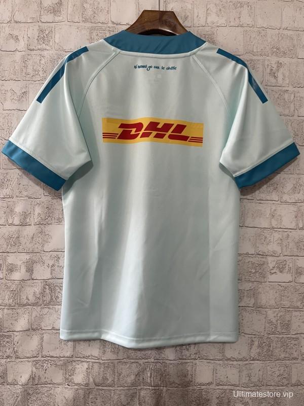 24/25 Munster Light Blue with Teal Hoops and Irish Text Third Jersey