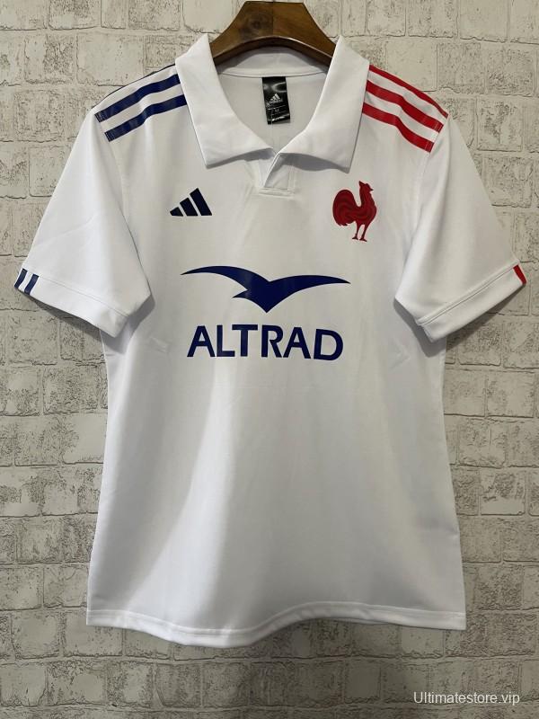 2025 France White with Blue and Red Stripes Away Jersey
