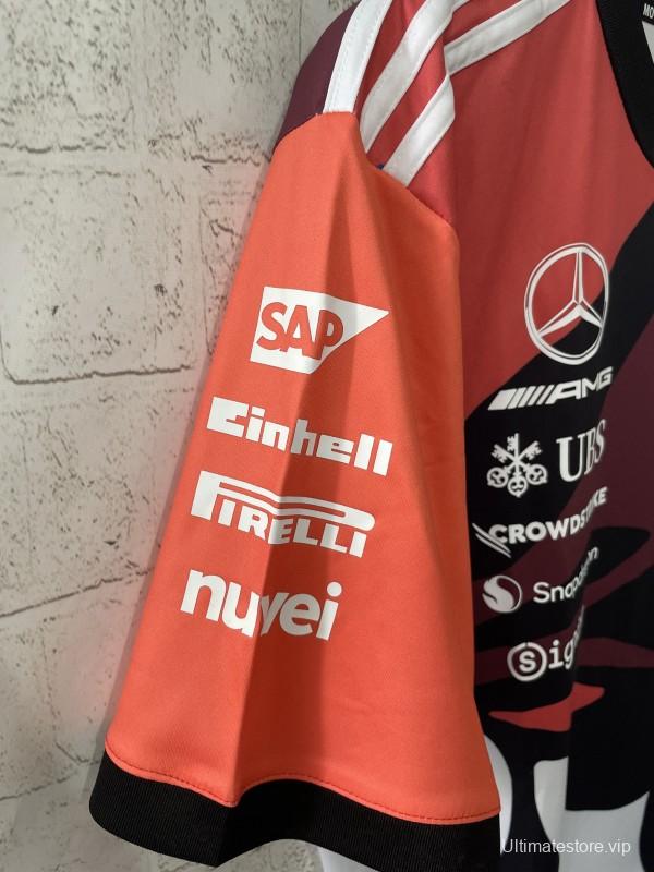 25/26 F1 Mercedes-AMG Petronas Burgundy with Black Floral Pattern Special Edition Jersey