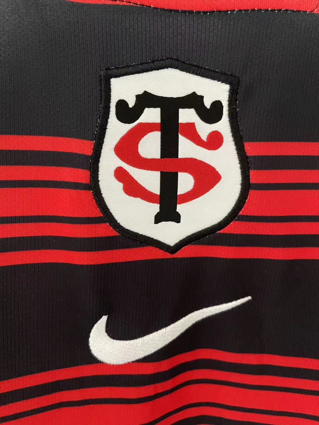 25/26 Stade Toulousain Red and Black Horizontal Stripes Jersey