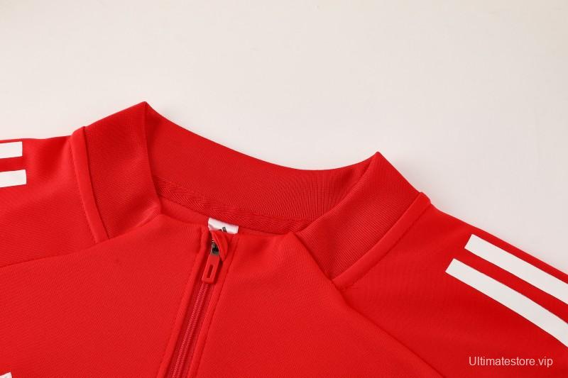 25/26  Adidas Red/White Full zipper Jacket Tracksuit+ long pants