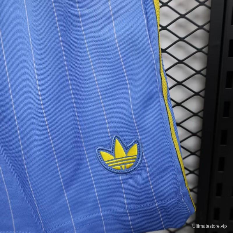 Retro Player Version  1990/91 Manchester United Third Sky Blue with Pinstripe Pattern Shorts