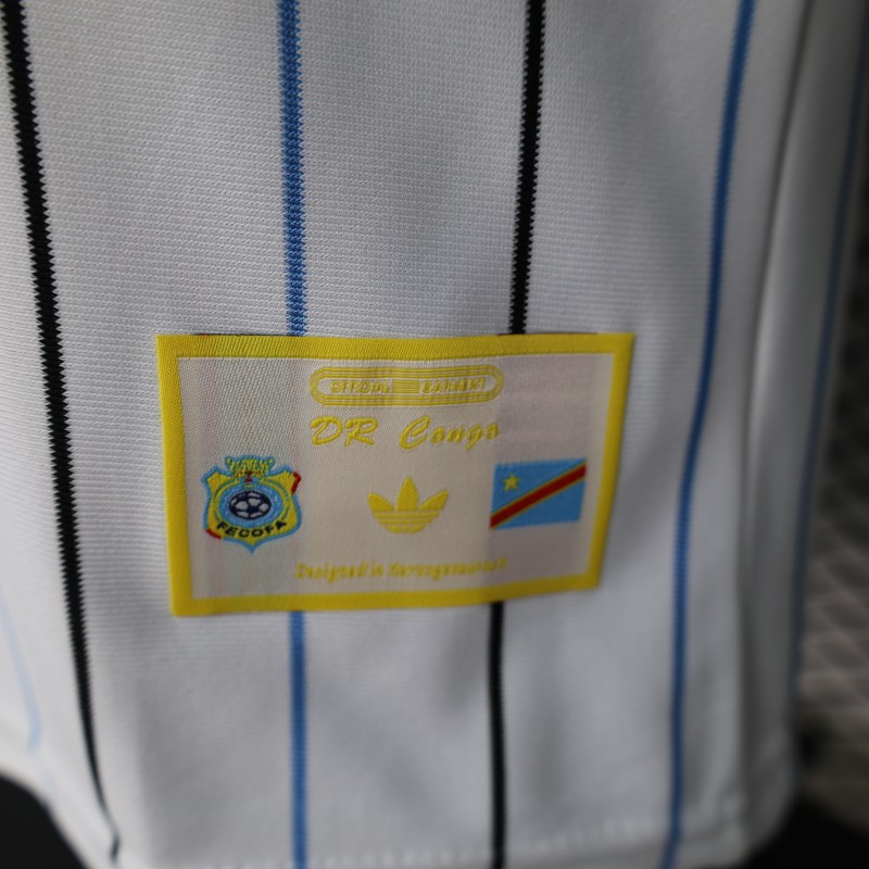 2026 Player Version DR Congo White with Black and Blue Pinstripes Jersey