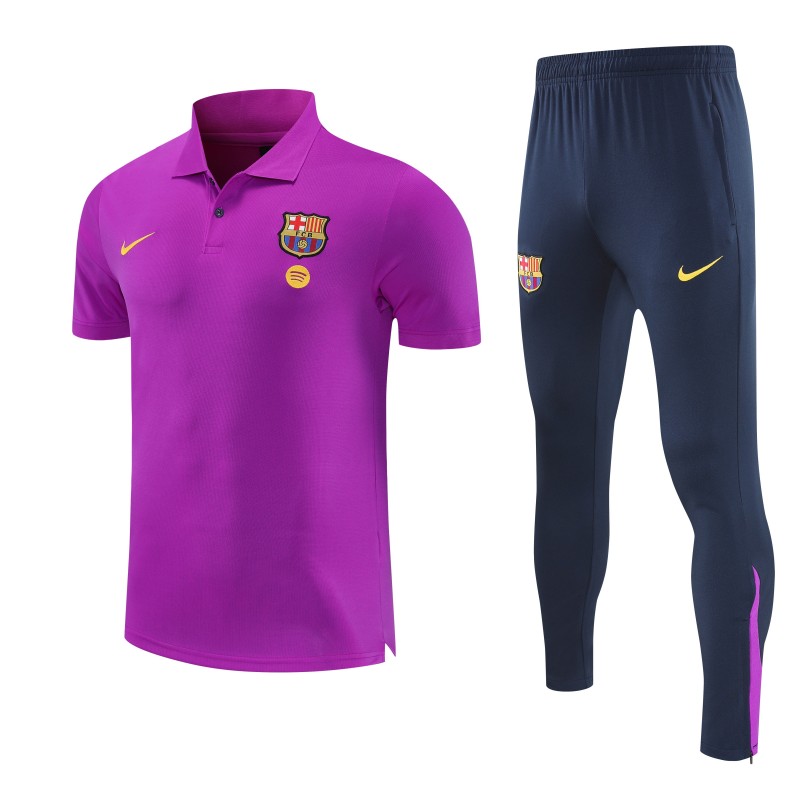 26/27 Barcelona  Purple  Polo Training Shirt + Navy Blue Long Pants Tracksuit
