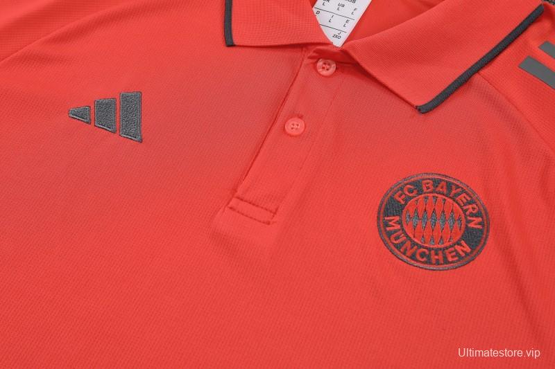 26/27  Bayern Munich Red Polo Training Shirt +Grey  Long Pants Tracksuit