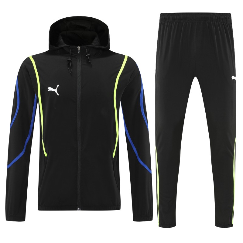 26/27 Puma Black Full Zipper Hooded Jacket Tracksuit + Long Pants