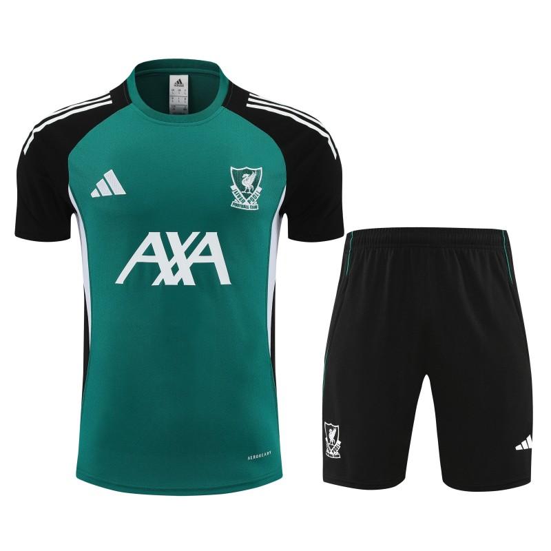 26/27 Liverpool Green & Black Short Sleeve+ Black Soccer Shorts
