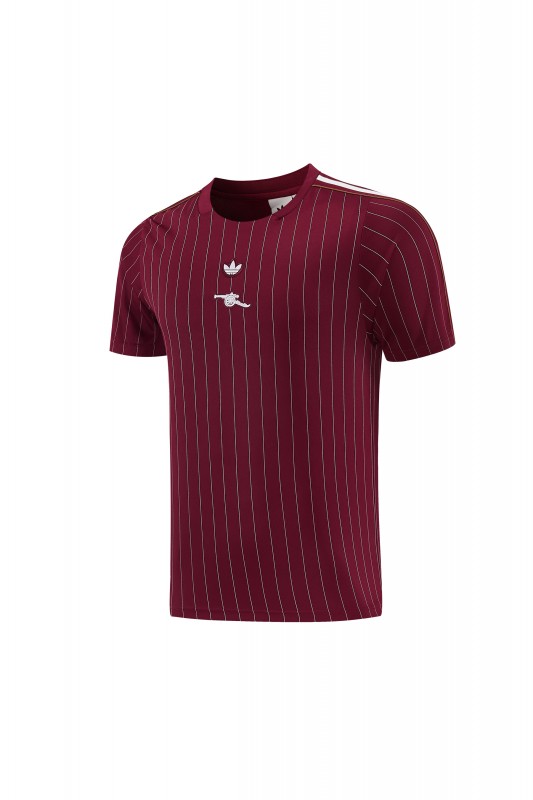 26/27  Arsenal  Maroon Pinstripe Short Sleeve+Soccer Shorts