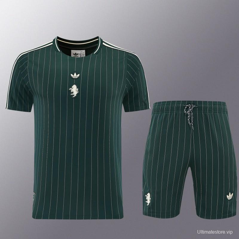 26/27 Juventus Navy Green Short Sleeve+Soccer Shorts