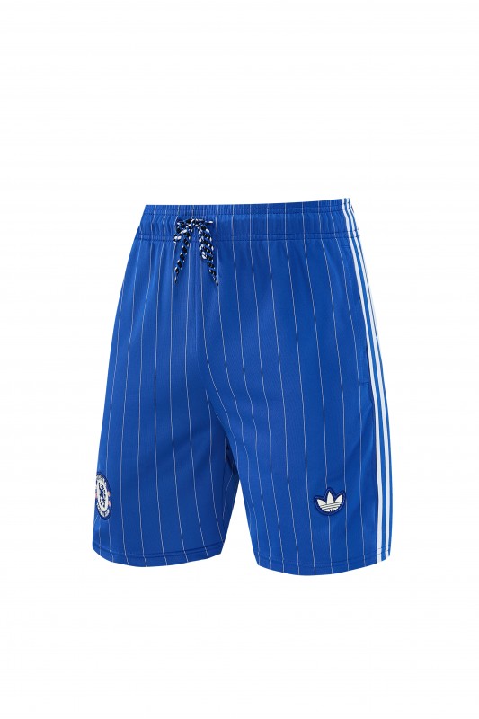 26/27 Chelsea FC White Stripes Short Sleeve+Blue Soccer Shorts