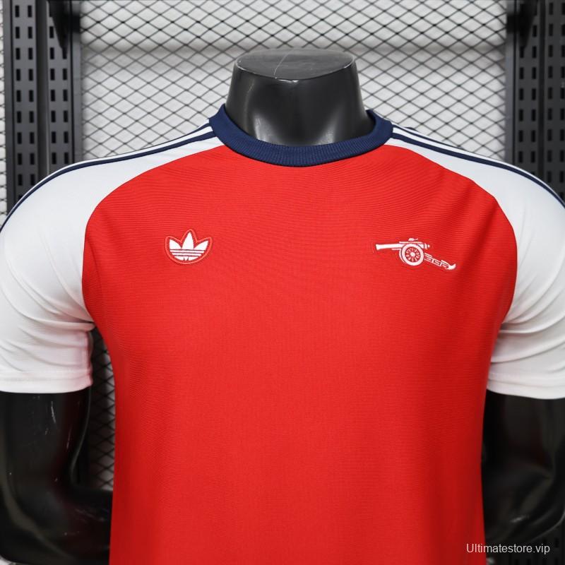Player Version 2026  Arsenal x Adidas Originals Red with White Raglan Sleeve Home Jersey