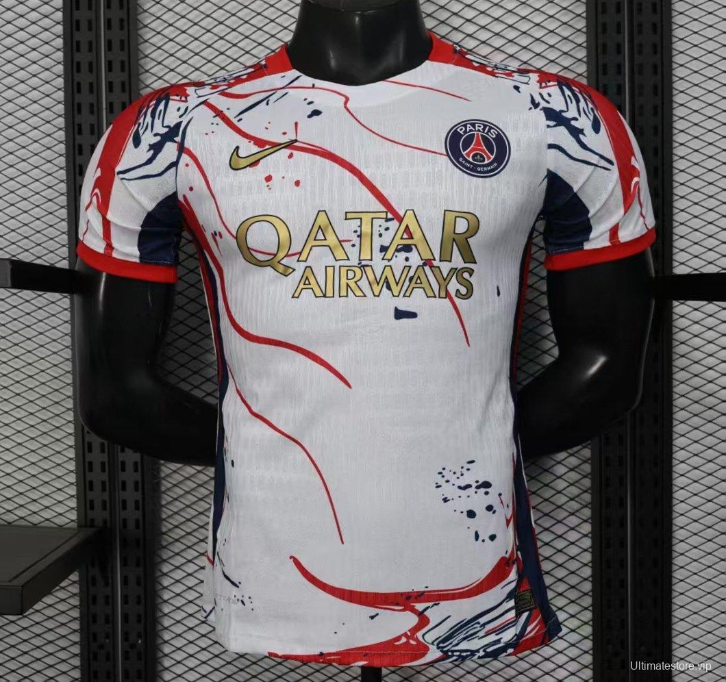 Player Version 25/26 PSG/Paris Saint-Germain White with Abstract Art Pattern Jersey