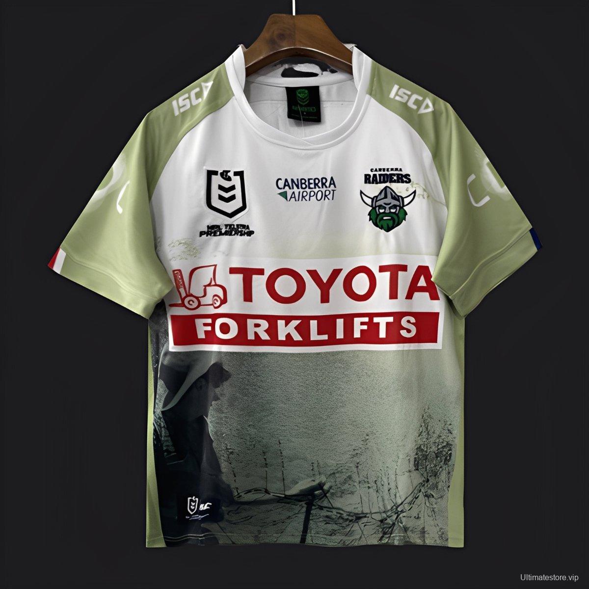 25/26 Canberra Raiders White Lime Green with War Memorial Graphic Jersey