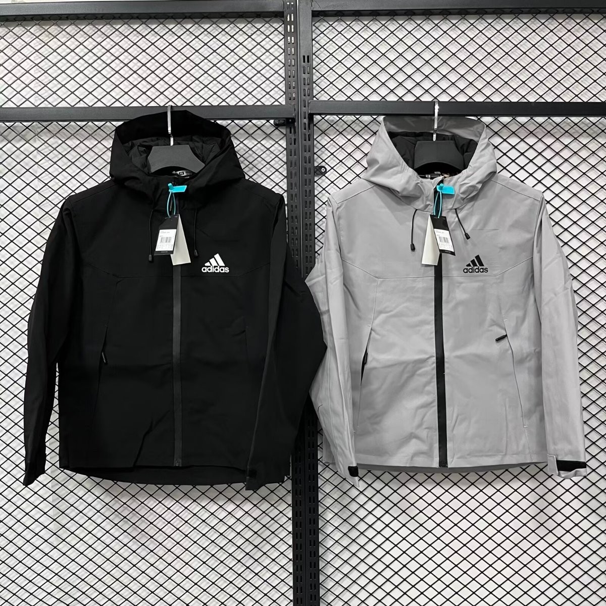 2025 Adidas Light Grey/Black Windbreaker
