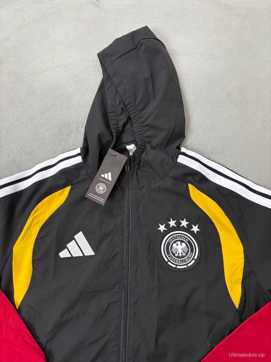 2026 Germany Black Full Zipper Windbreaker