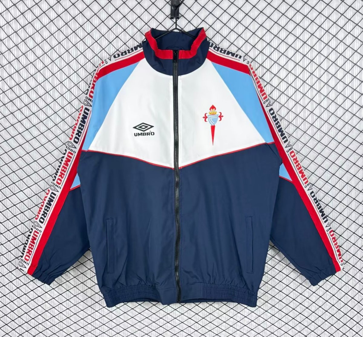 Retro 98/99 Celta Navy/White Full Zipper Windbreaker