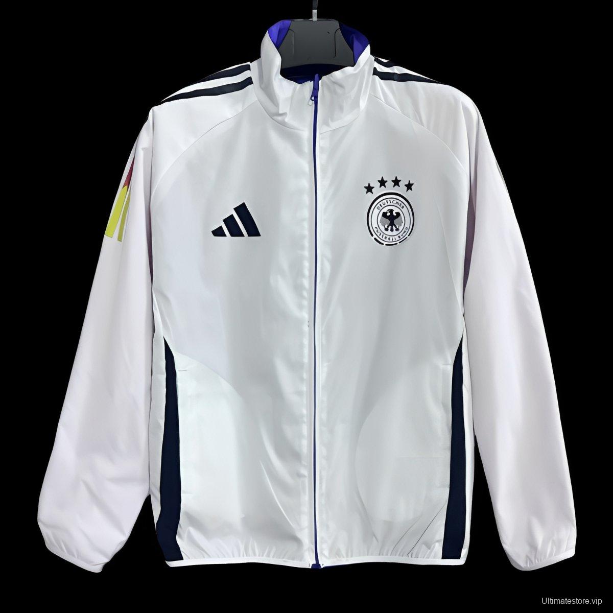 2026 Germany White Full Zipper Windbreaker