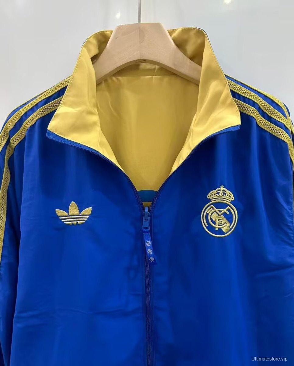 25/26 Real Madrid Golden/Blue Full Zipper Windbreaker