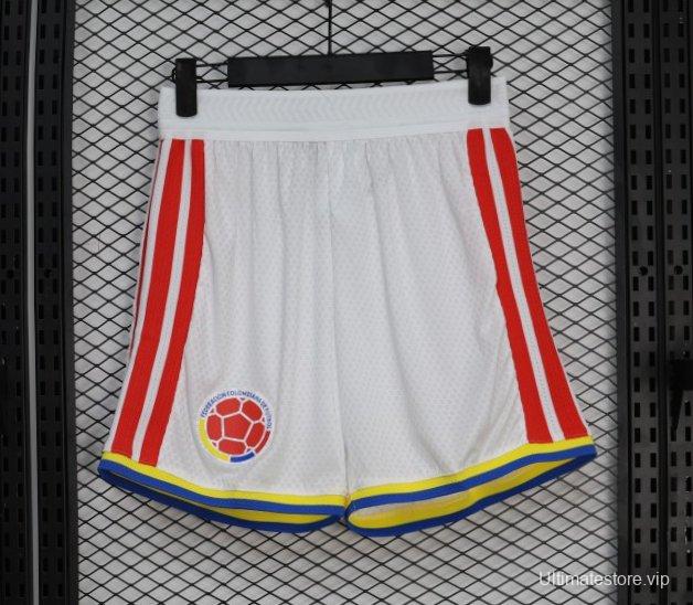 2026 Player Version Colombia White with Red Side Stripes Shorts