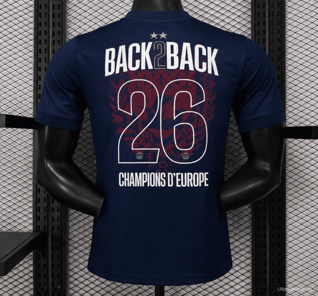 Player Version 2 Star 25/26 PSG Home Jersey With Champions of Europe 2026 Printing