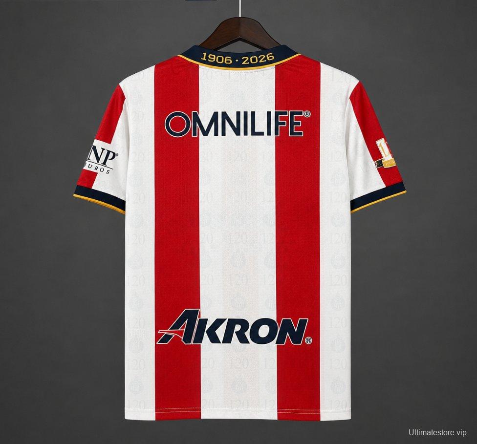 26/27 Chivas Guadalajara 120Th Anniversary Home Jersey