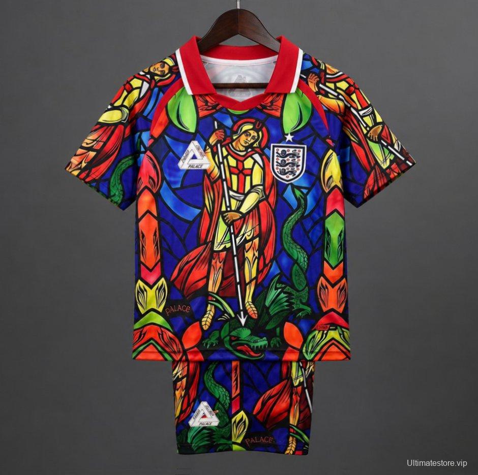 2026 Kids England x Palace Skateboards St. George Dragon Stained-glass Red  Jersey