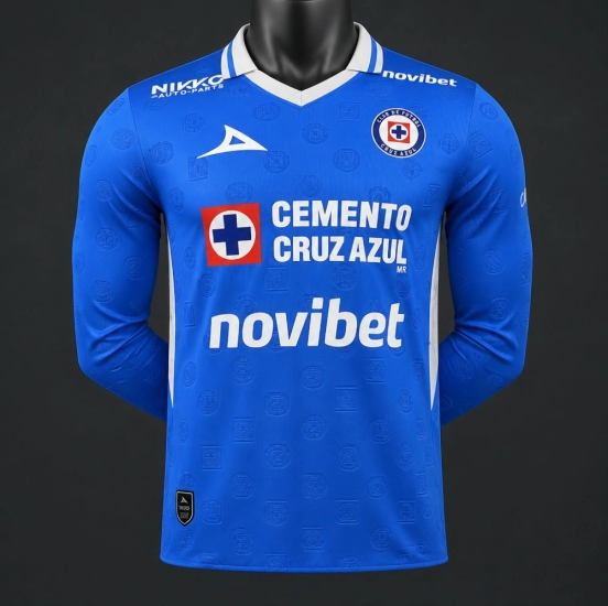 Player Version 26/27 Cruz Azul Home  Long Sleeve Blue Jersey
