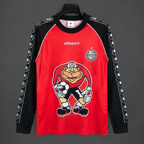 92/93 Club Olimpia Goalkeeper Red Black Long Sleeve Jersey